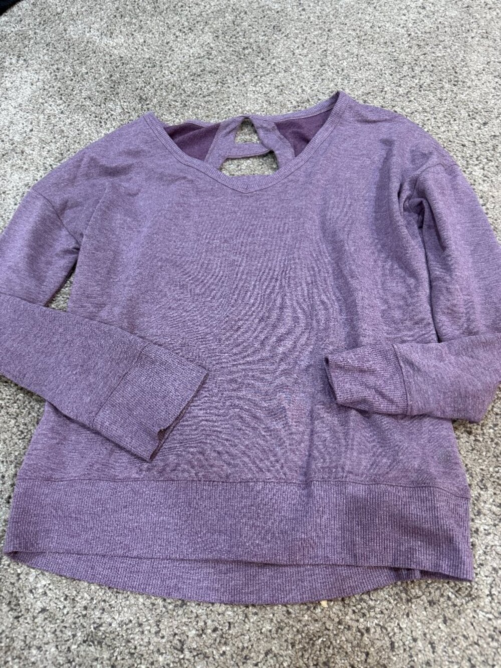 Balance Collection Women’s Small Purple Yoga Top Open Back V-Neck Athletic Shirt